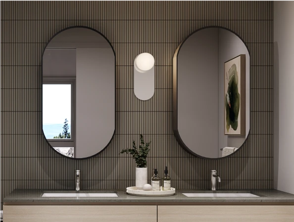 Unique kit-kat feature tiles in the bathroom